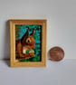 Red Squirrel and the Walnut Miniature Oil Painting - Image 2