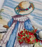 SOLD Sewing needle case with reclaimed cross stitch country scene - Image 2