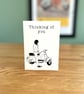Thinking of You Card - Mod Girl on a Vespa Scooter - Image 1