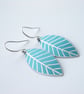 Blue leaf oval earrings - Image 3