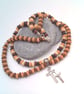 Men's  Necklace With Wooden Beads and Silver Double Cross, Gift for Him - Image 1