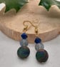 Earrings in dark sage, navy and sienna swirl - Image 2