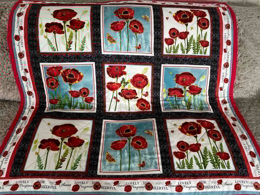 Handmade Patchwork Quilt - Poppies