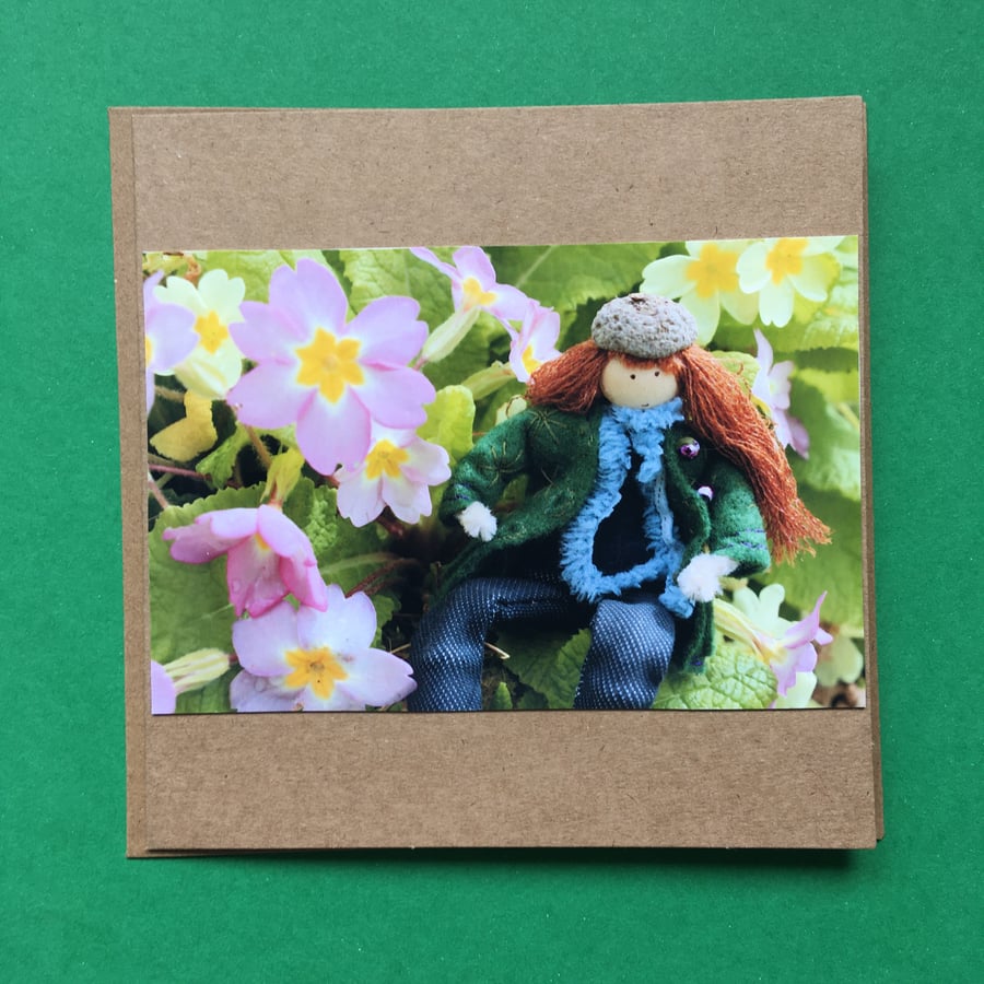Primroses Photography Card, Nature Greeting Card