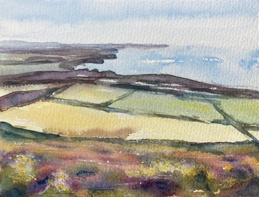 Cornish Coastal View – original watercolour painting, unframed