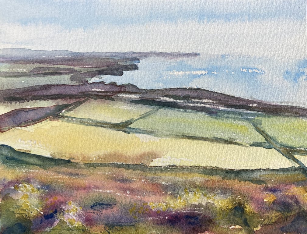 Cornish Coastal View – original watercolour painting, unframed