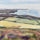 Cornish Coastal View – original watercolour painting, unframed