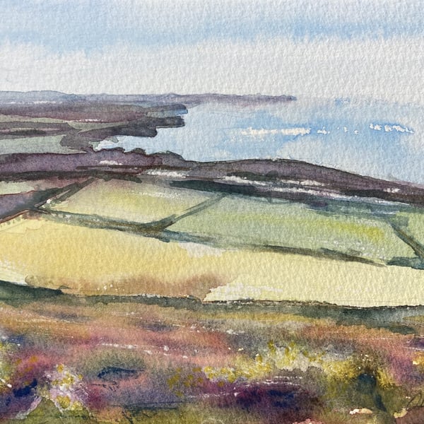 Cornish Coastal View – original watercolour painting, unframed