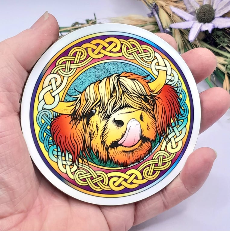 Highland Cow Celtic Knot Coaster