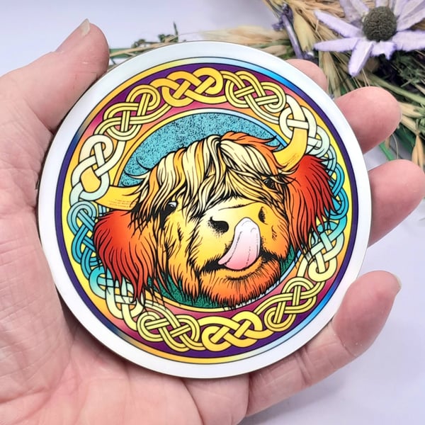 Highland Cow Celtic Knot Coaster