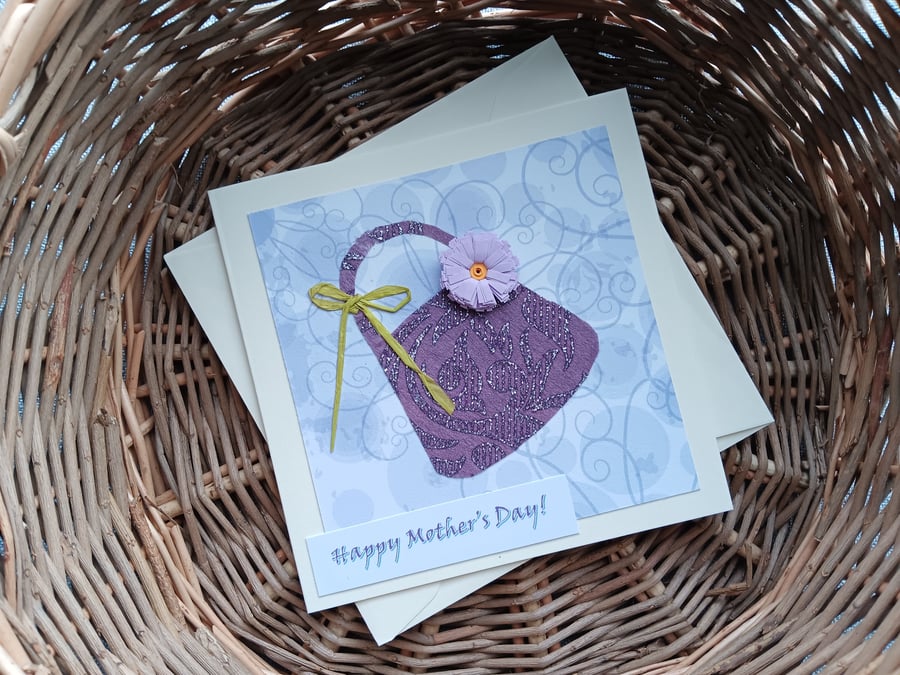Handbag Perfectly Imperfect Mother's Day Card with Quilled Flower
