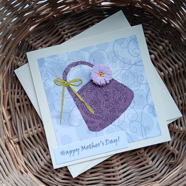 Handbag Perfectly Imperfect Mother's Day Card with Quilled Flower