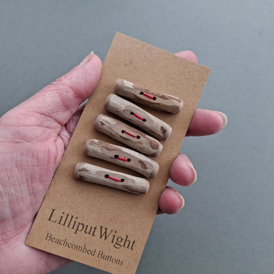 Five driftwood toggle buttons