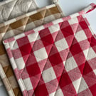 Handmade Quilted Cotton Pot Holder - Heat Resistant Gingham Potholder