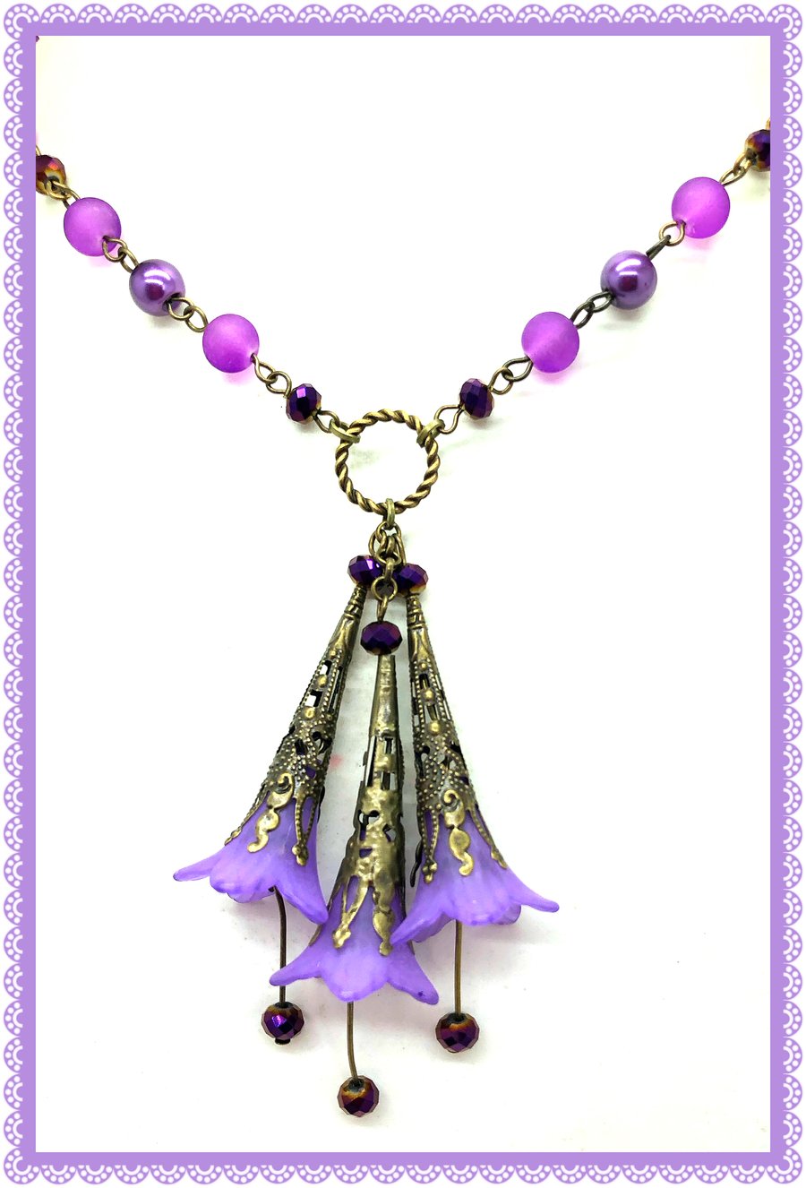 OOAK Lily Lucite flower necklace