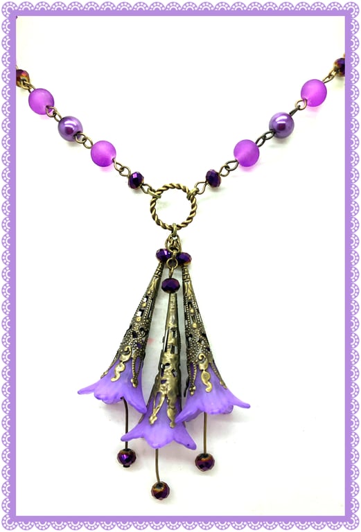 OOAK Lily Lucite flower necklace