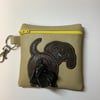 Lovely  Chocolate Lab Embroidered Beige faux leather dog poo bag dispenser,