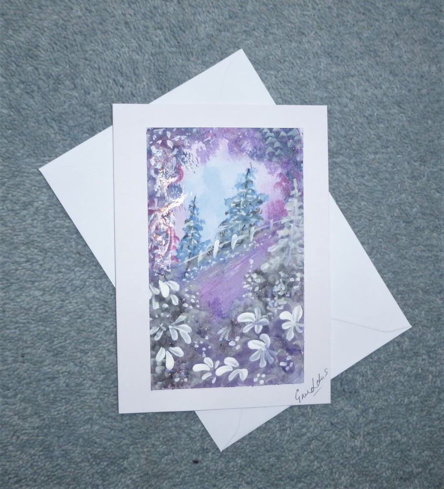 fantasy landscape hand painted all occasion greetings card( ref F 499.G7 )