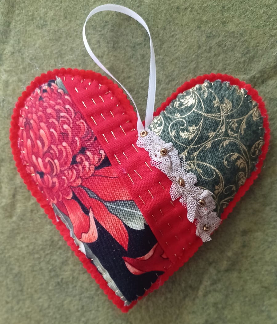 Affirmation Patchwork Heart Hanging