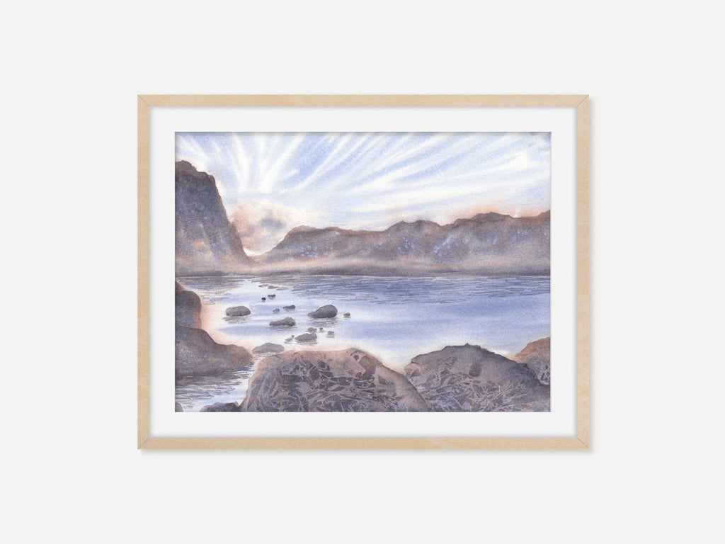Mountain Lake Sunrise Archival Art Print, Seaside Decor, Ocean View Wall Art