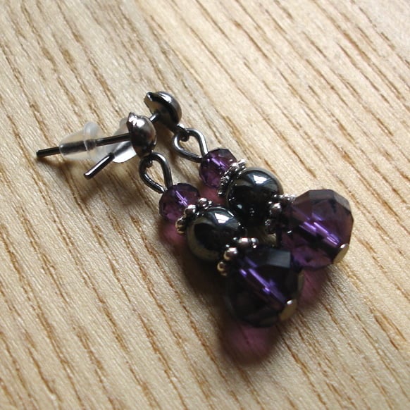 Sparkly Magnetic Hematite and Crystal Bead Earrings