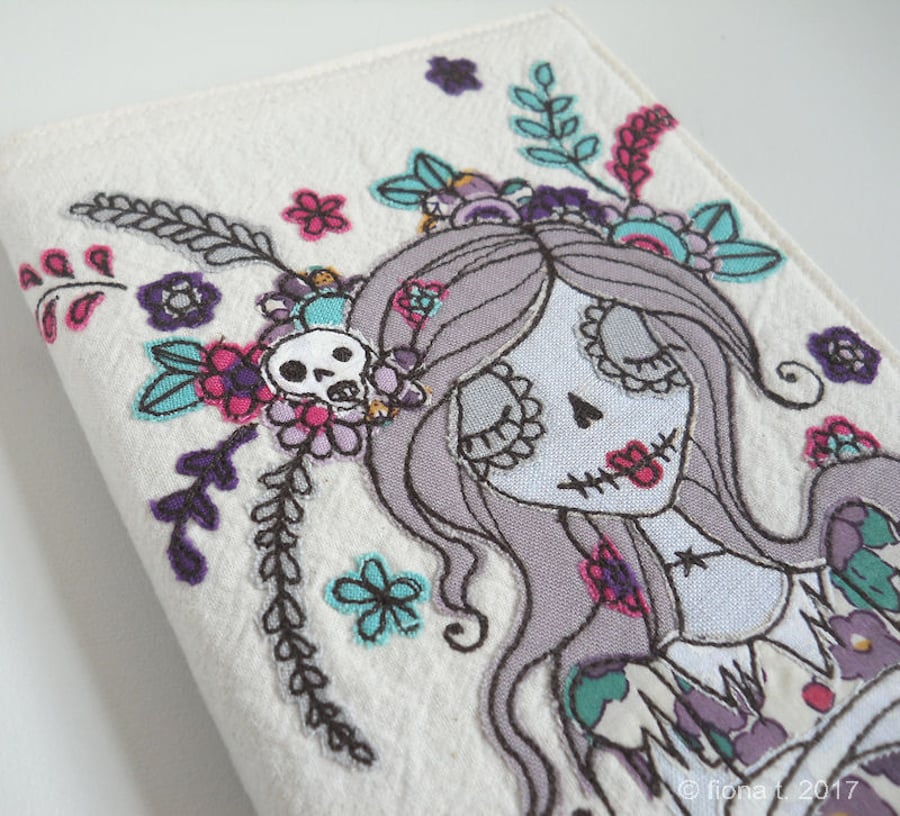 freemotion embroidered applique zombie sketchbook cover