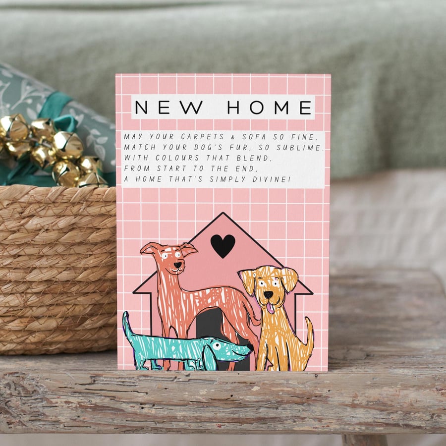 New home card for dog lovers - funny new home limerick - dog fur