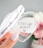 White Feather Personalised loss Bauble. Gift Boxed Christmas Family Ornament - Image 10