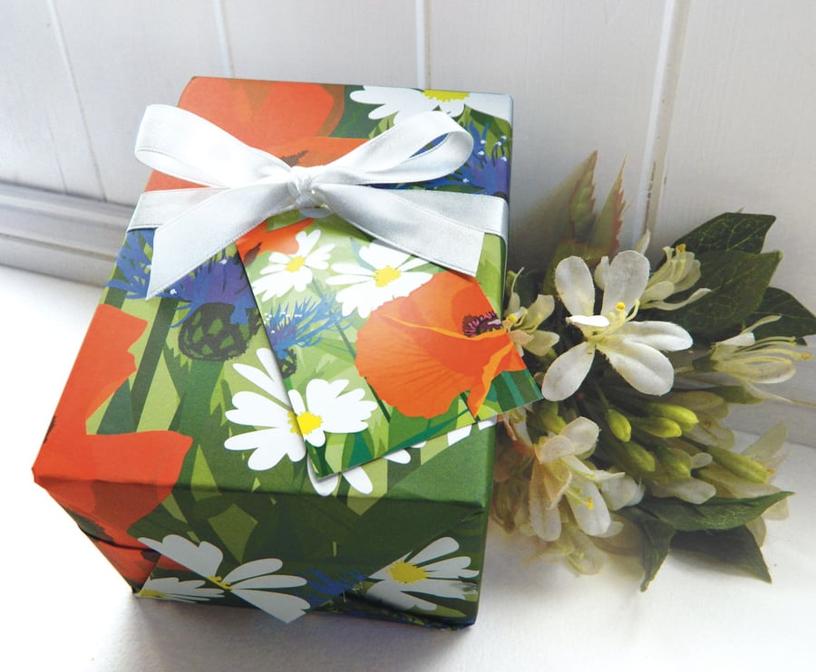 Poppy Field Gift Wrapping Paper Pack - wild flower meadow