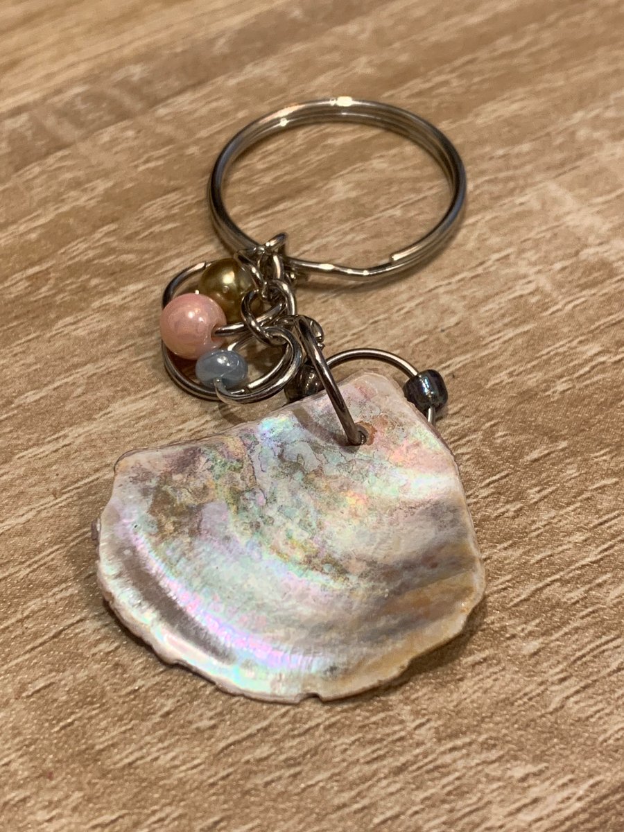 Keyring keychain sea shell beads pretty handmade
