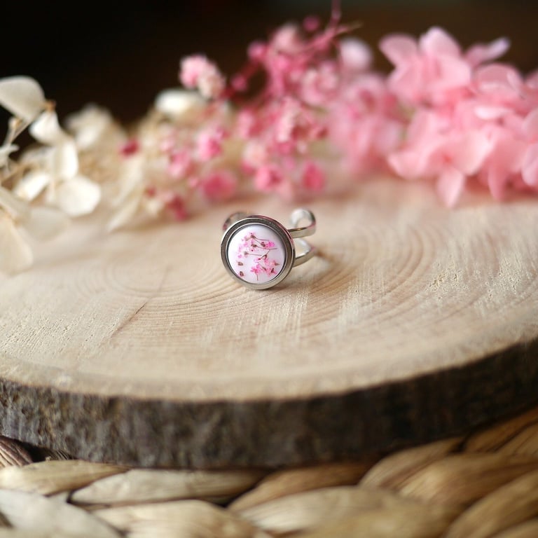 Pink Blossom Hypoallergenic Stainless Steel Adjustable Ring