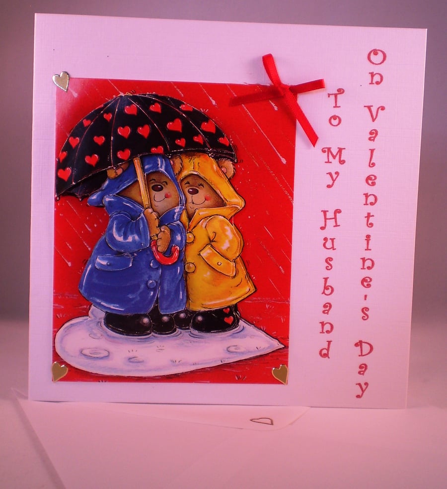 Decoupage Cute Teddies Valentine Card For Husband SALE