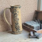 Stoneware Jug Wheat Folk design Ceramic handmade