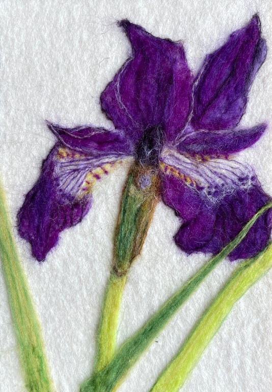 Hand-Felted Iris Textile Artwork 