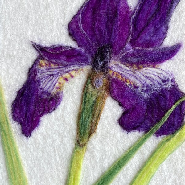 Hand-Felted Iris Textile Artwork 