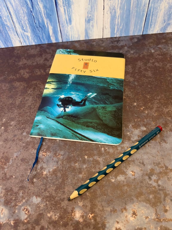 Notebook, Marine themed, A5 (ish), made from up-cycled and recycled materials.