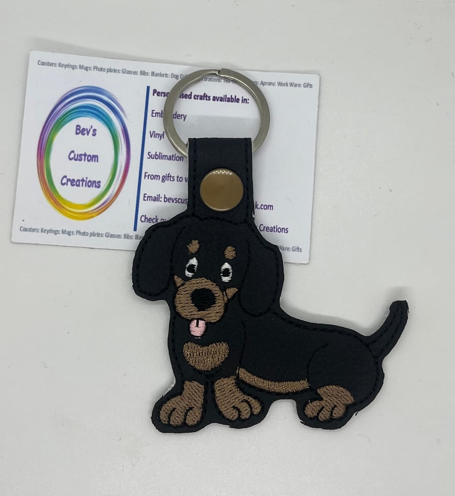 Embroidered Dachshund Keyring