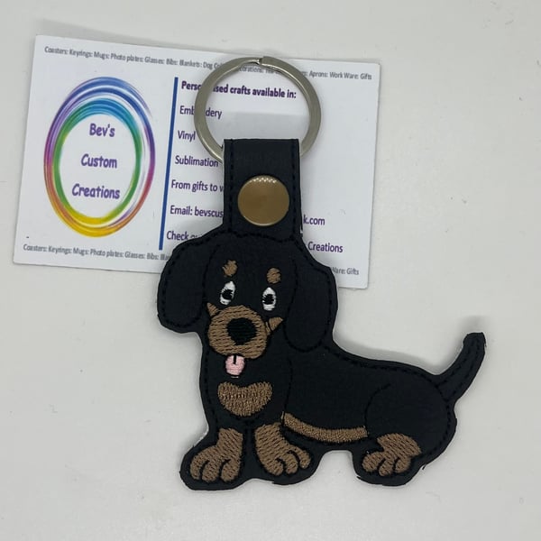 Embroidered Dachshund Keyring