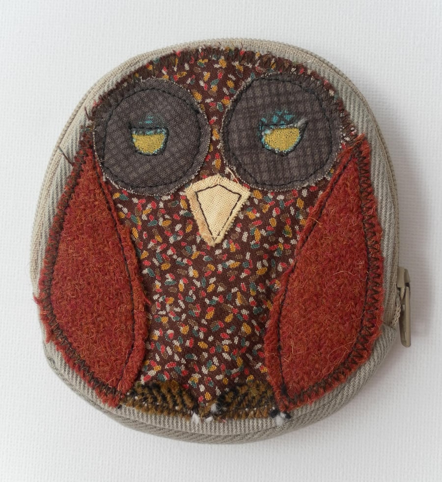 Zipped, Fabric Coin Purse, Owl 