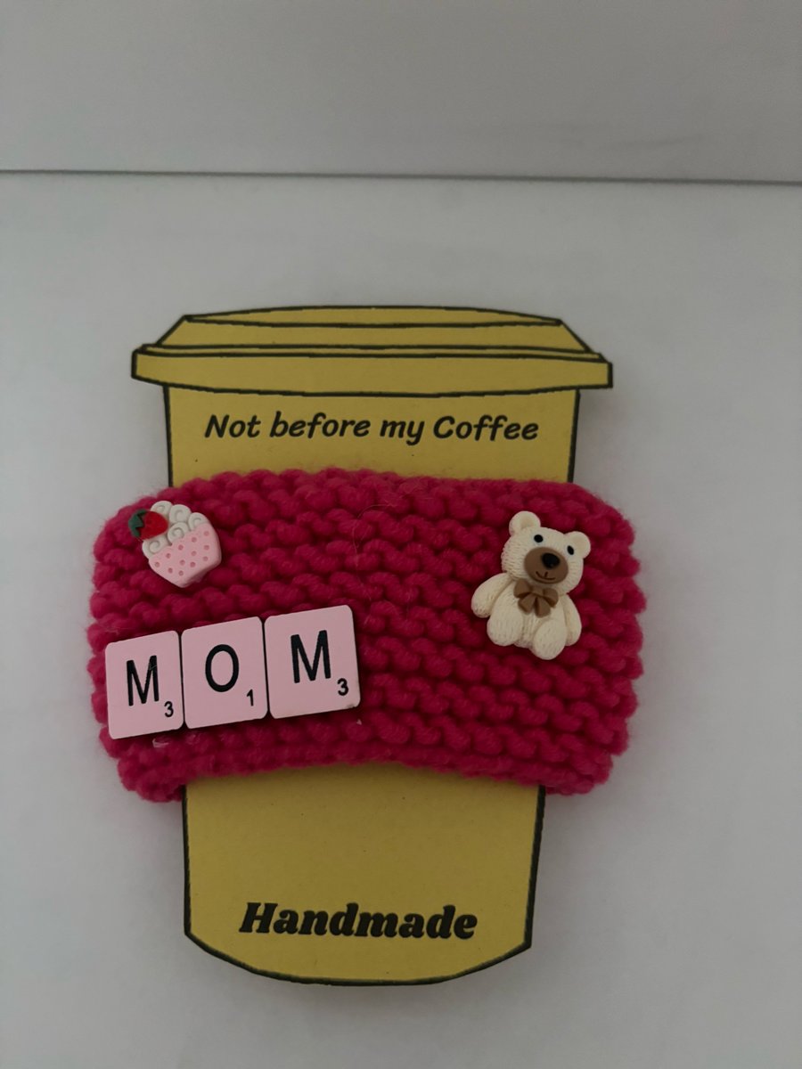 Mother’s Day  knitted cup cosy. 