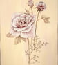 Pink and white painting of roses on canvas with pink and cream background - Image 2