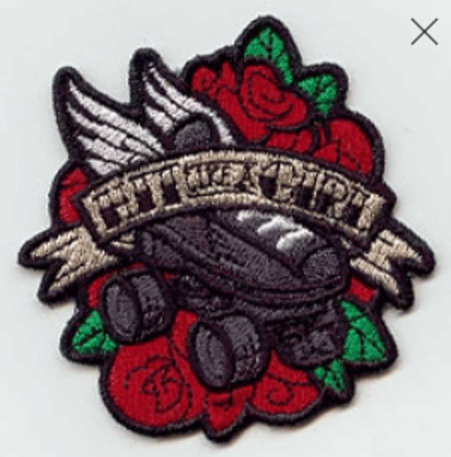 “Hit Like A Girl” Roller Skate Embroidered Patch Winged Roller Derby Patch