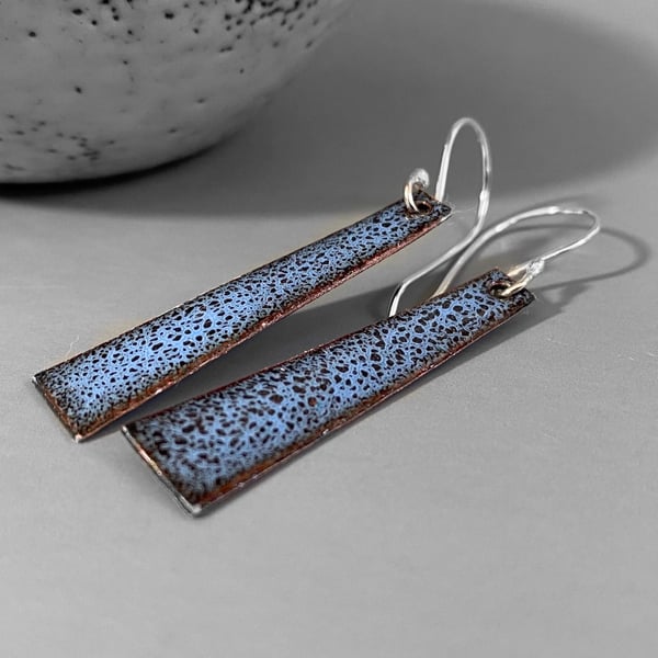 Blue Triangle Enamel Earrings