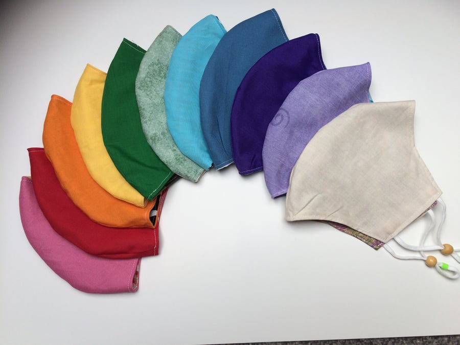 Pack of three double layered reusable washable and adjustable face masks 