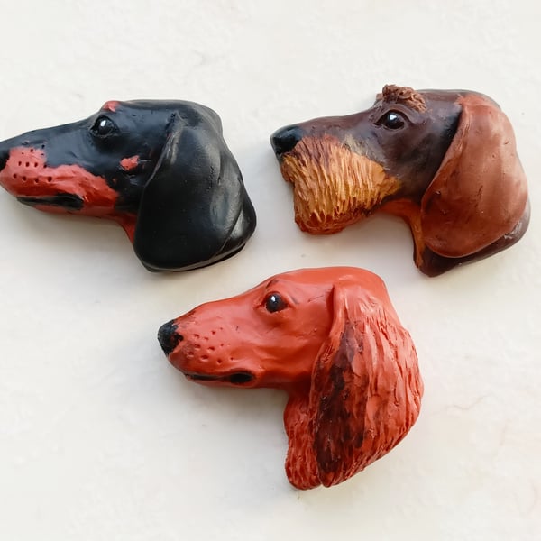 Dachshund head brooch - made to order