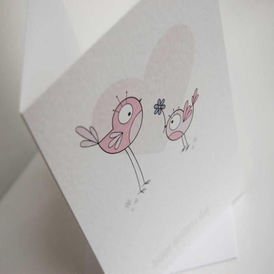 little bird mothers day card (pink)