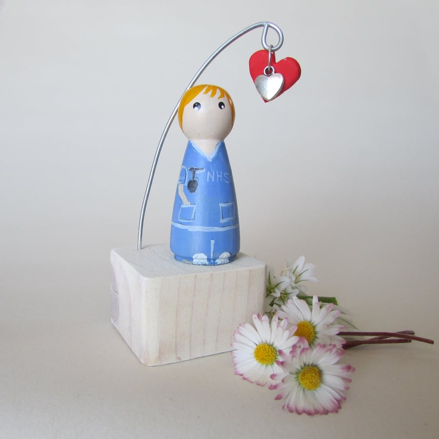 NHS Female Nurse Small Peg Doll