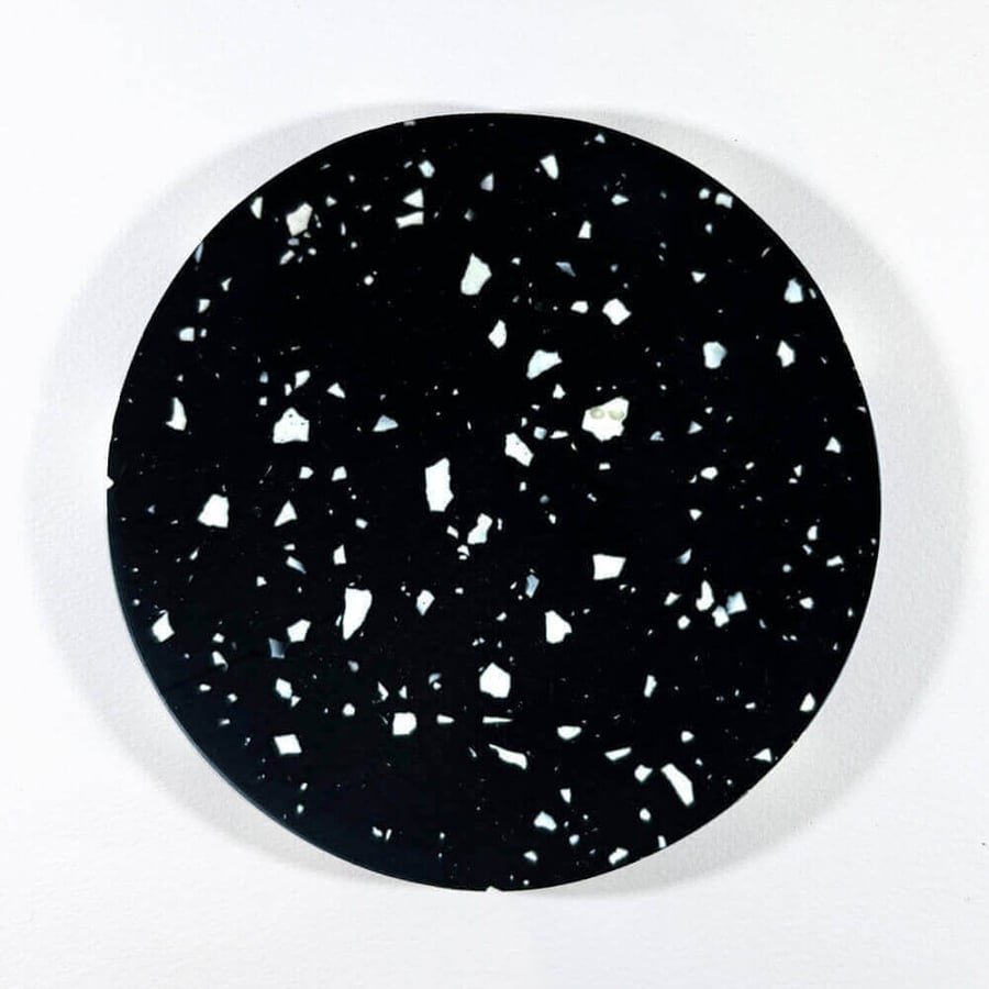Terrazzo Cork Jesmonite Coaster, Tray Black Concrete Trinket Dish, Birthday Gift