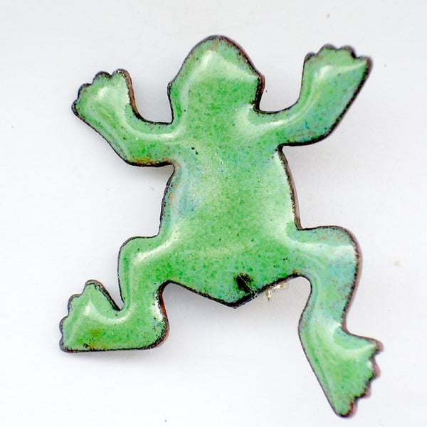 green frog, brooch