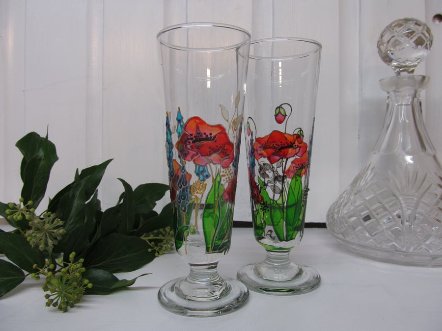 Painted Ice Cream Tall Mixer Glasses